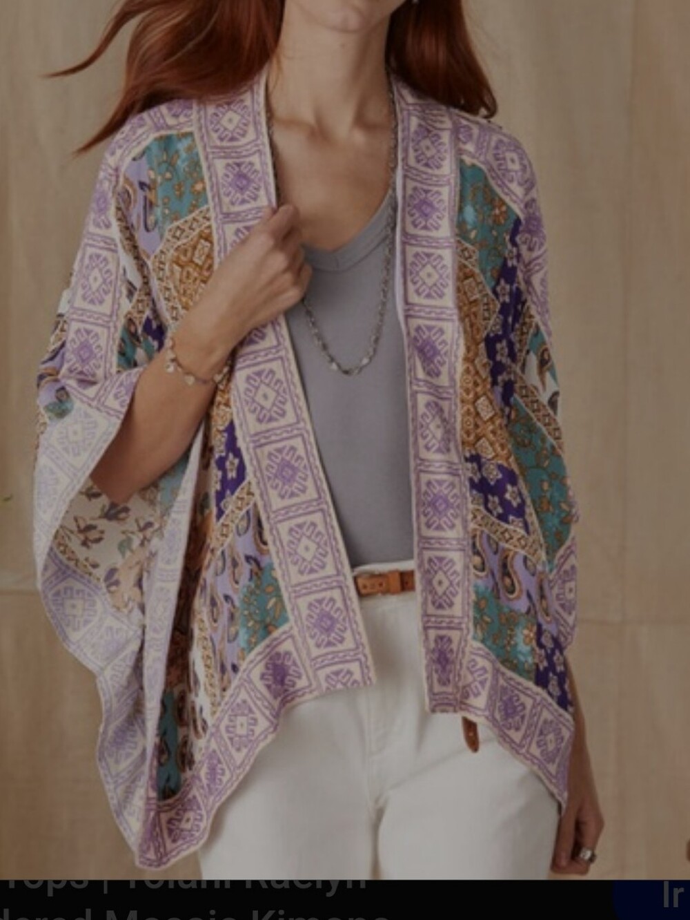 Tolani Lavender Patchwork Open Kimono Jacket